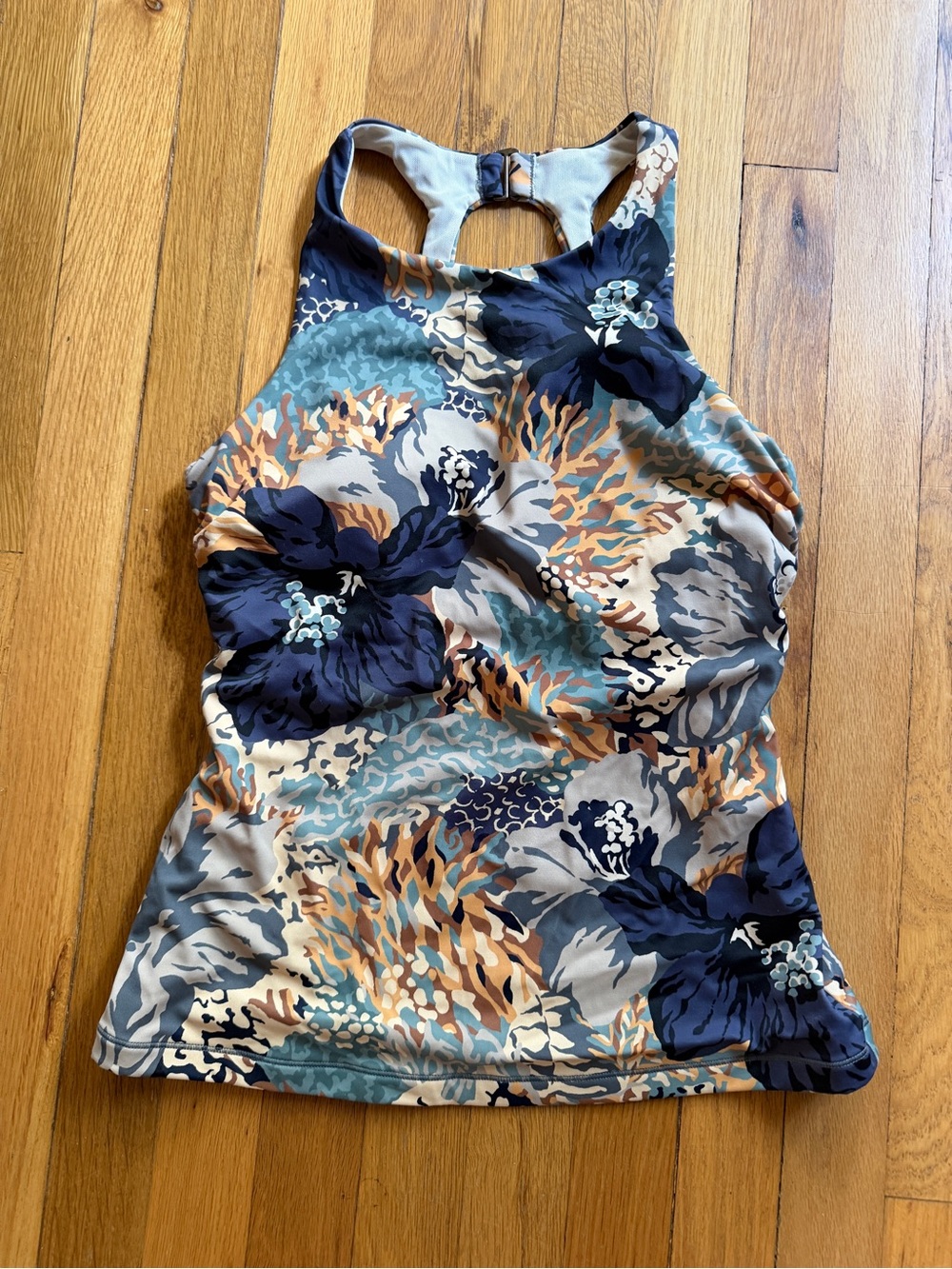 Athleta blue floral built in bra tank